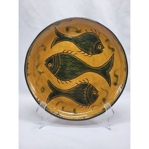 Kay Shaeff Three Fish Redware Pottery Plate